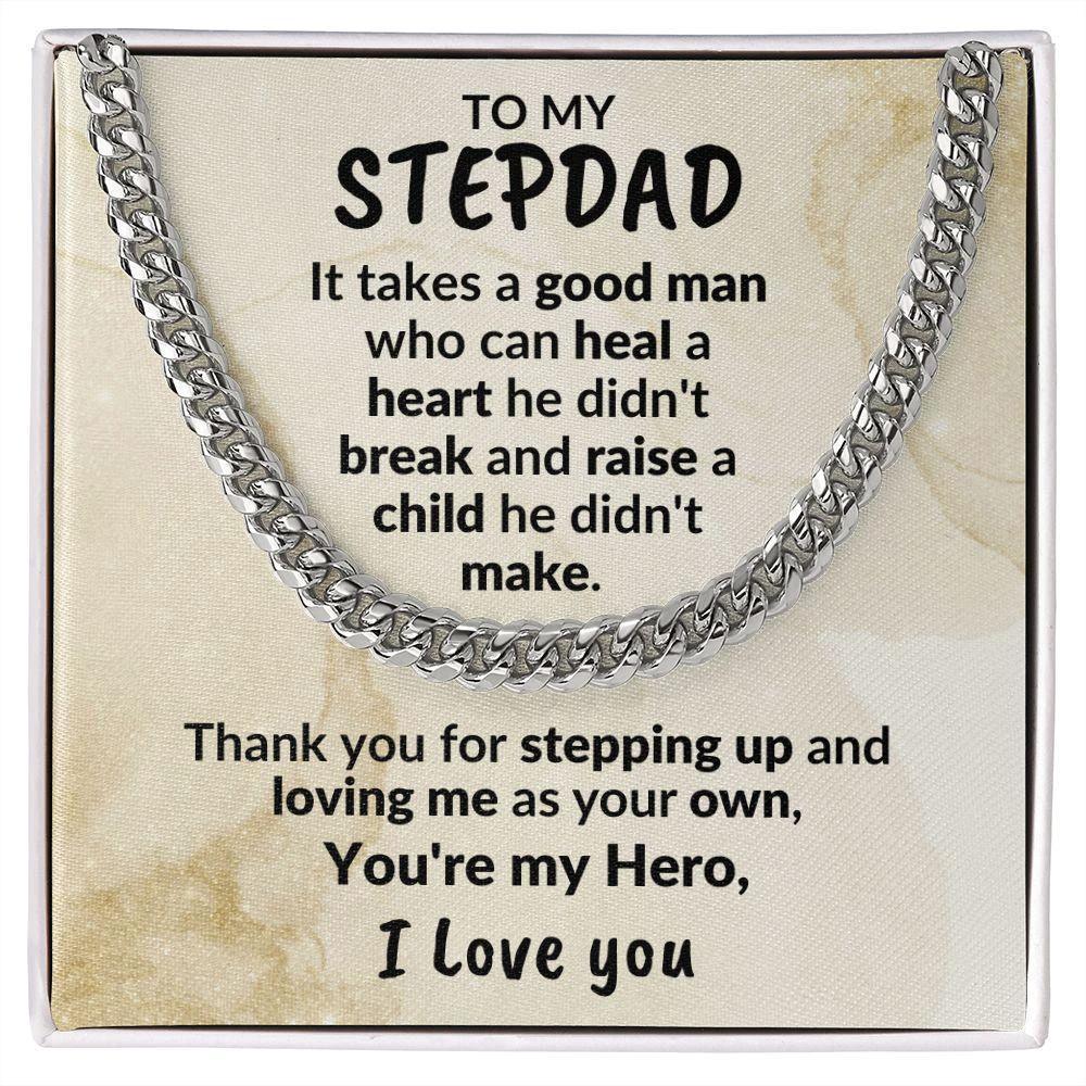Stepdad Gift - You're My Hero Cuban Link Necklace
