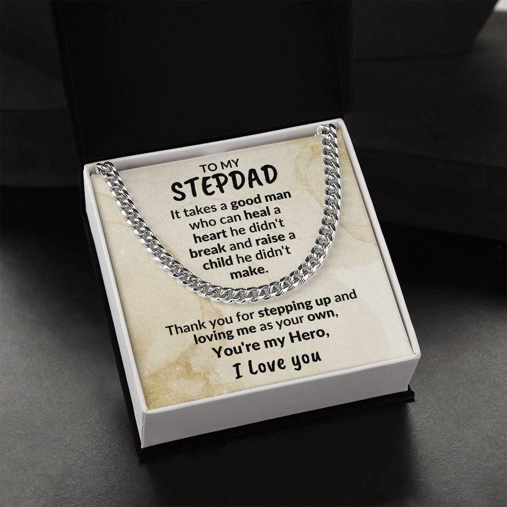 Stepdad Gift - You're My Hero Cuban Link Necklace