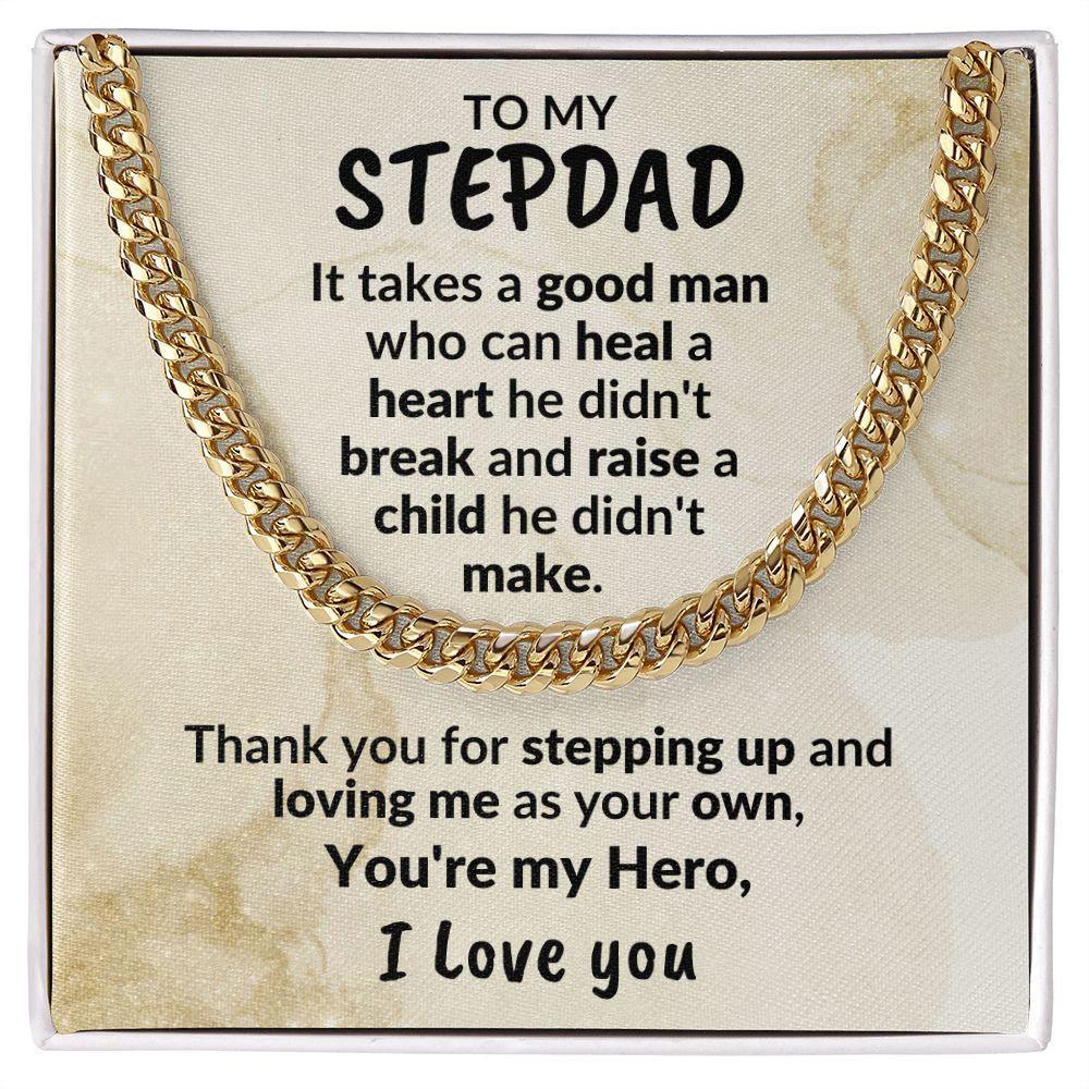 Stepdad Gift - You're My Hero Cuban Link Necklace