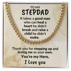 Stepdad Gift - You're My Hero Cuban Link Necklace