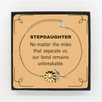 Stepdaughter Long Distance Relationship Gifts, No matter the miles that separate us, Cute Love Sunflower Bracelet For Stepdaughter, Birthday Christmas Unique Gifts For Stepdaughter