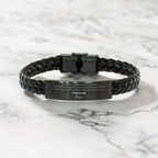 Stepfather Braided Leather Engraved Bracelet - Always Follow your Dreams - Birthday, Christmas Holiday Jewelry Gift