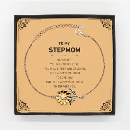 Stepmom Gifts, To My Stepmom Remember, you will never lose. You will either WIN or LEARN, Keepsake Sunflower Bracelet For Stepmom Card, Birthday Christmas Gifts Ideas For Stepmom X-mas Gifts - Mallard Moon Gift Shop