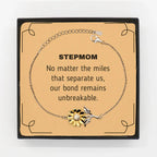 Stepmom Long Distance Relationship Gifts, No matter the miles that separate us, Cute Love Sunflower Bracelet For Stepmom, Birthday Christmas Unique Gifts For Stepmom