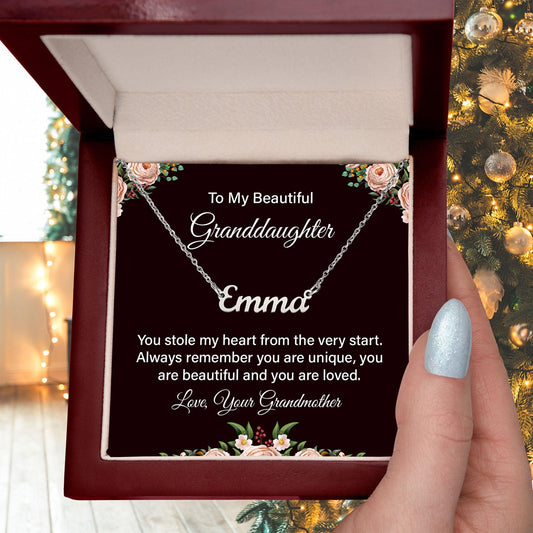 To My Beautiful Granddaughter - You are Unique - Personalized Name Necklace - Mallard Moon Gift Shop
