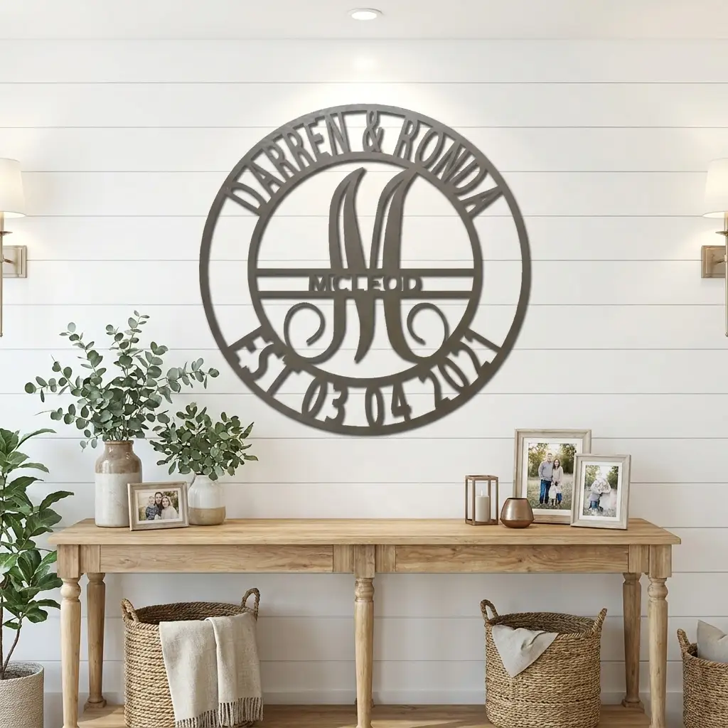 Personalized Split Letter Monogram Metal Wall Art – Custom Family Name Sign – Wedding Gift – Housewarming Decor – Last Name Steel Sign