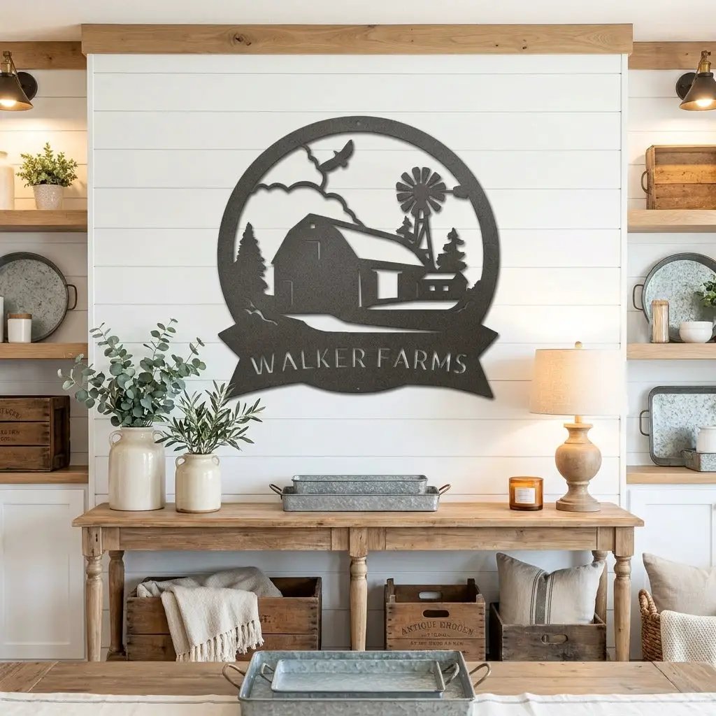 Barn Farmhouse Custom Name Metal Art Wall Sign