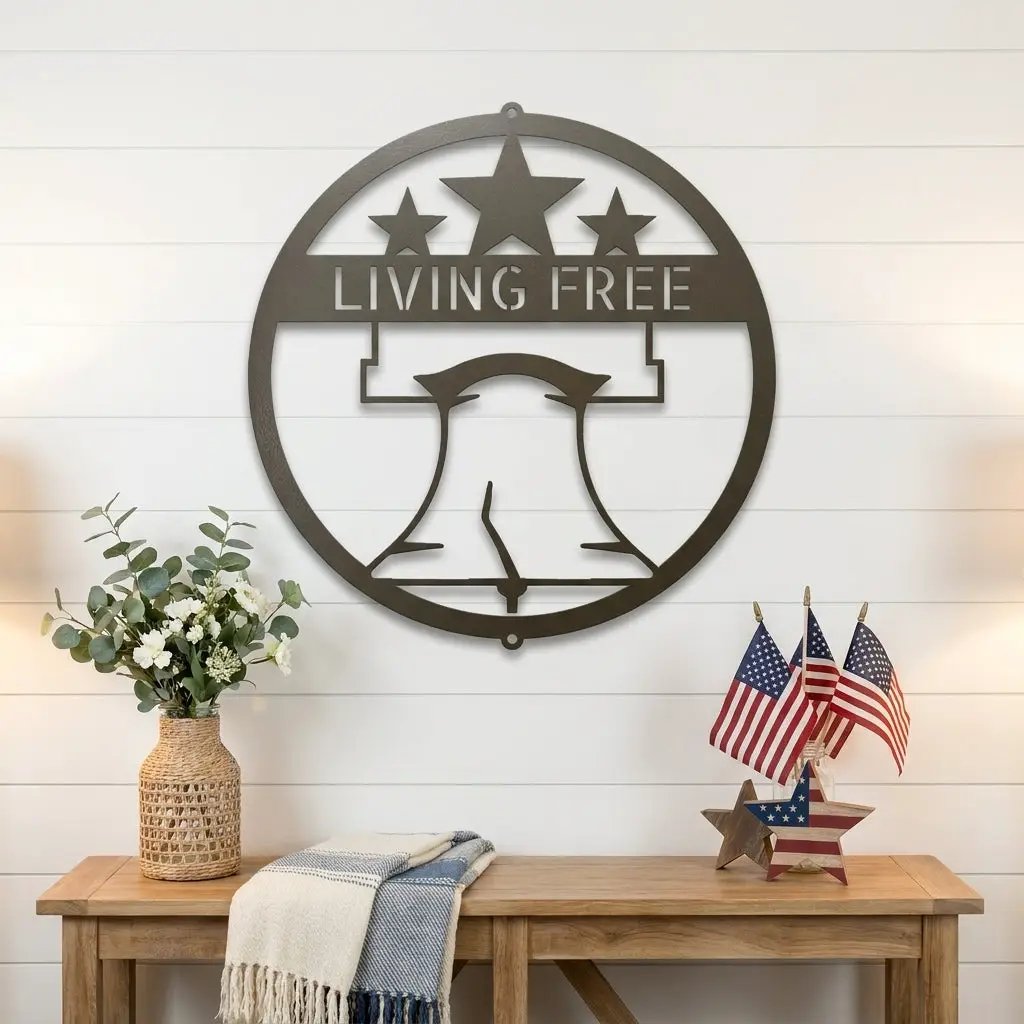 Custom Liberty Bell Metal Wall Art Patriotic Decor Made in USA Steel Sign Indoor Outdoor Americana Wall Hanging