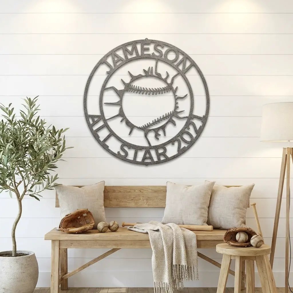 Personalized Baseball Metal Wall Art with Name, Custom Baseball Sign, Boys Room Decor, Sports Wall Art, Baseball Player Gift Idea