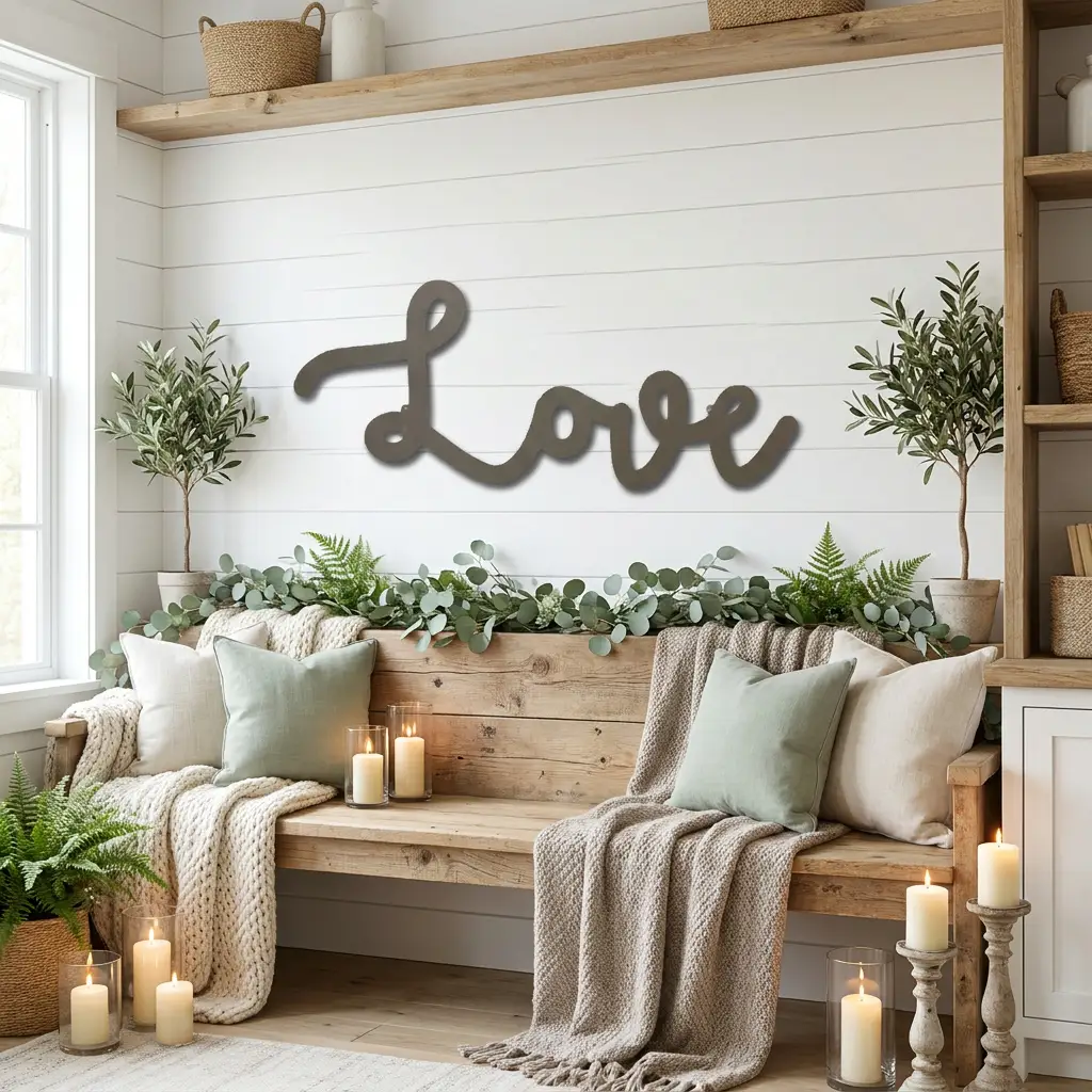 Love Script Metal Word Art Wall Sign