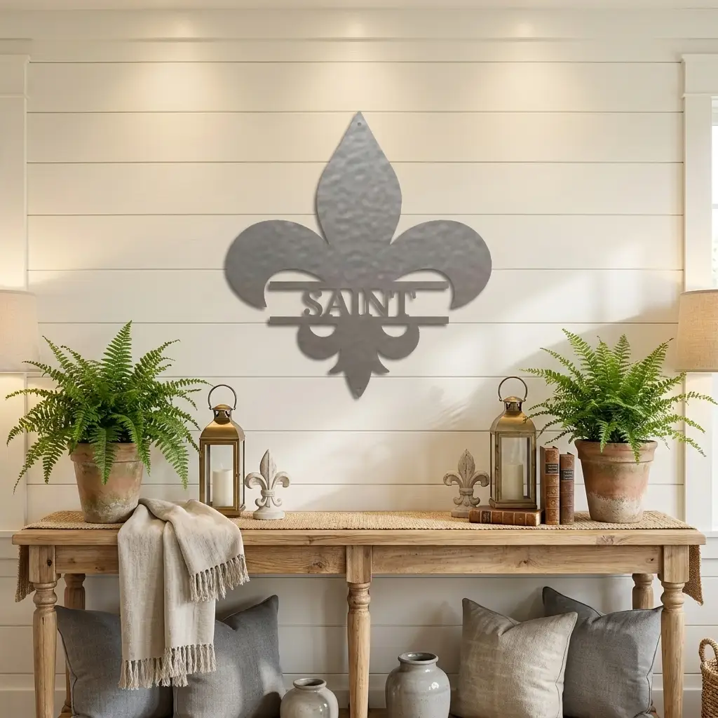 Personalized Fleur De Lis Metal Wall Art – Custom Name Sign – Louisiana Decor – Saints Inspired Wall Decor – Family Name Steel Sign