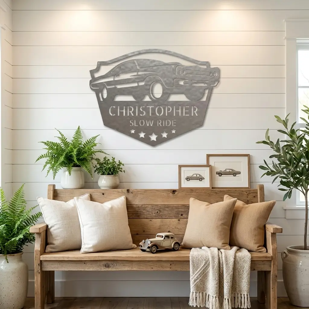 Classic Car Custom Name Indoor Outdoor Steel Wall Sign