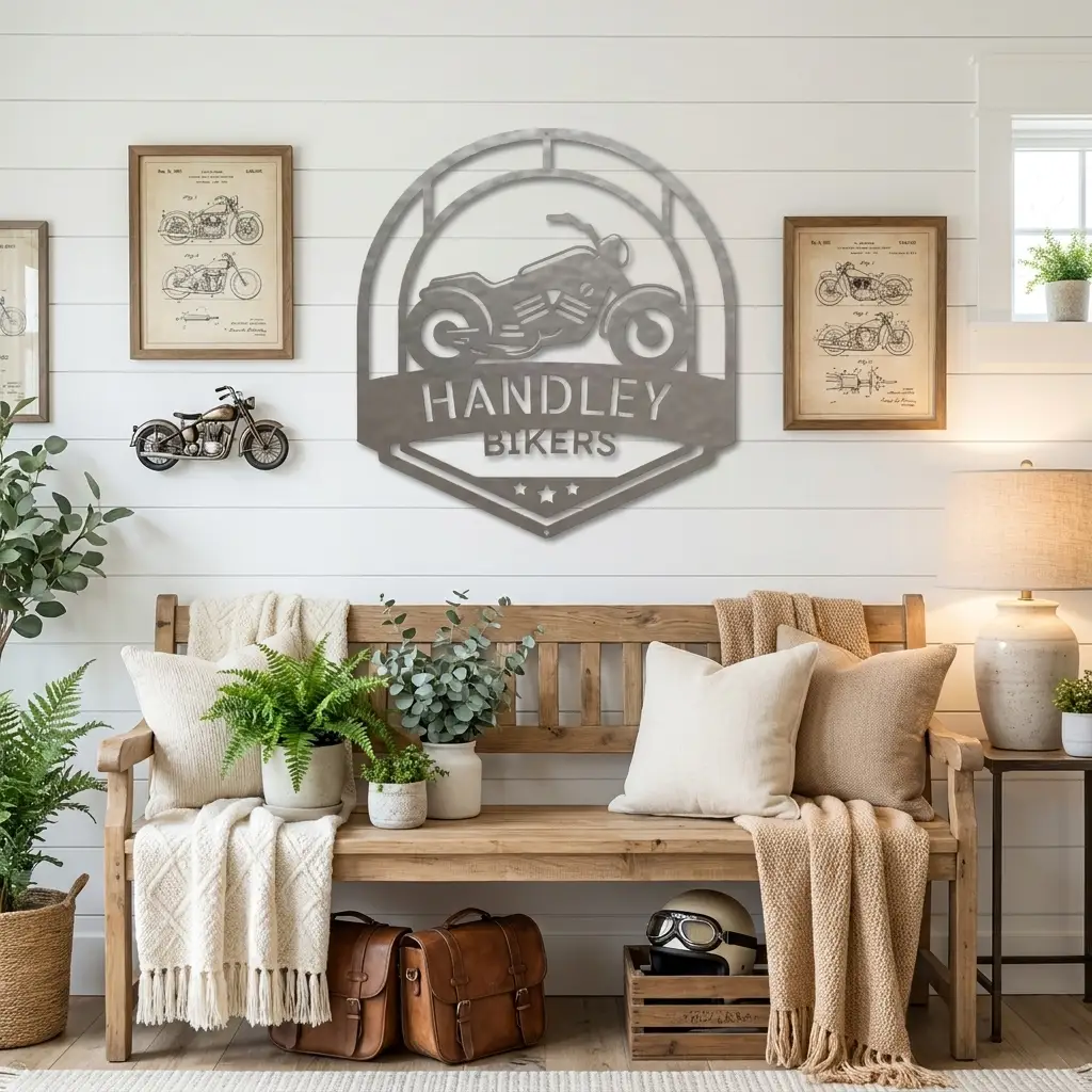 Motorcycle Metal Wall Art – Custom Biker Garage Sign, Personalized Motorcycle Decor, Rider Gift for Dad, Husband or Biker