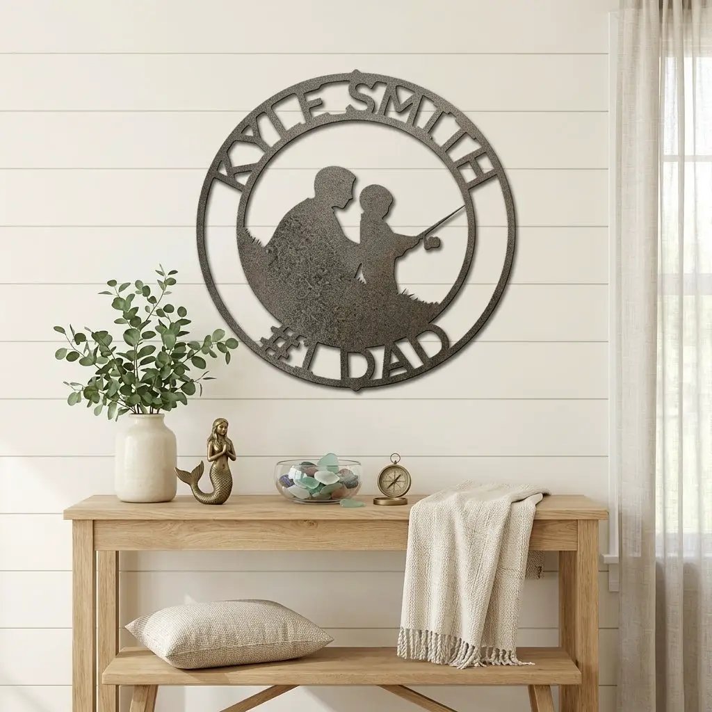 Personalized Father and Son Fishing Sign, Custom Dad Gift, Fishing Wall Decor, Father’s Day Gift, Gift for Fisherman, Metal Wall Art
