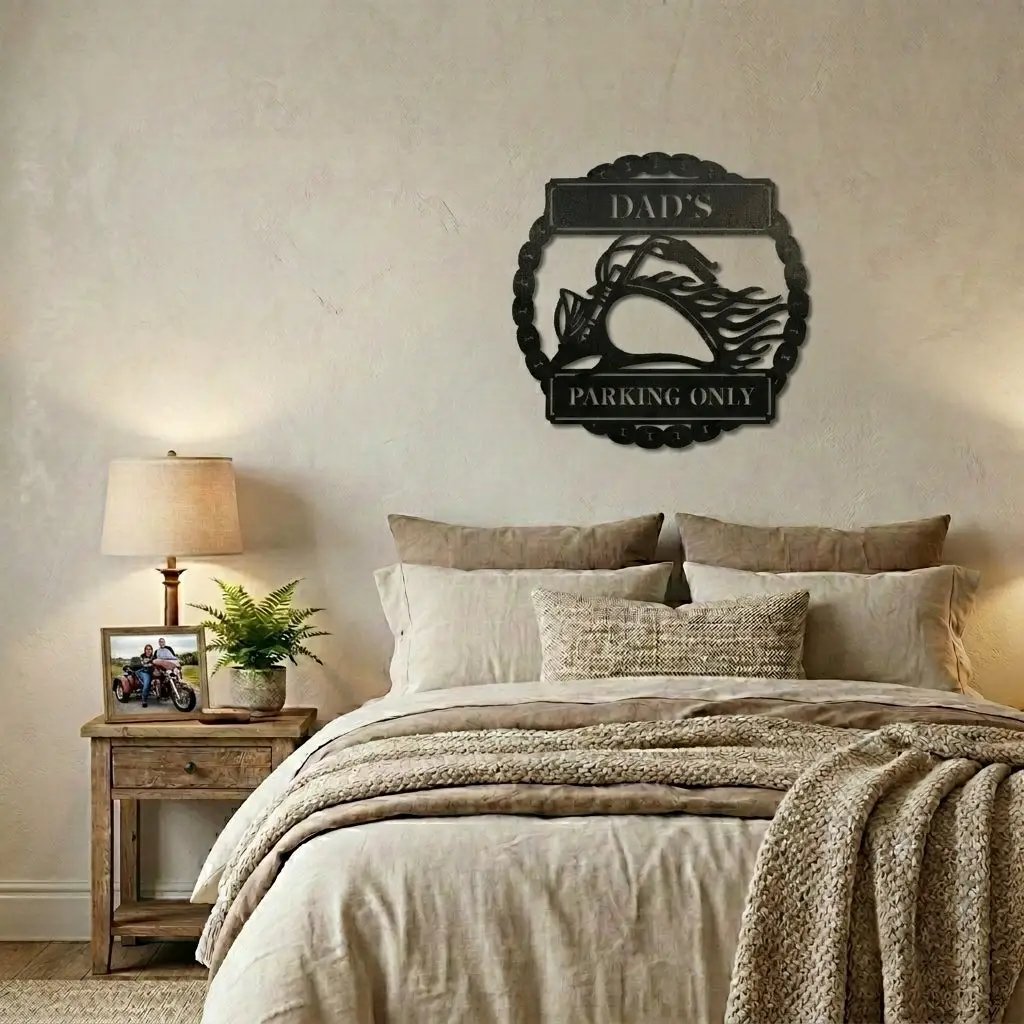 Personalized Motorcycle Metal Wall Art Sign – Custom Biker Name Sign – Garage Wall Decor – Man Cave Motorcycle Gift