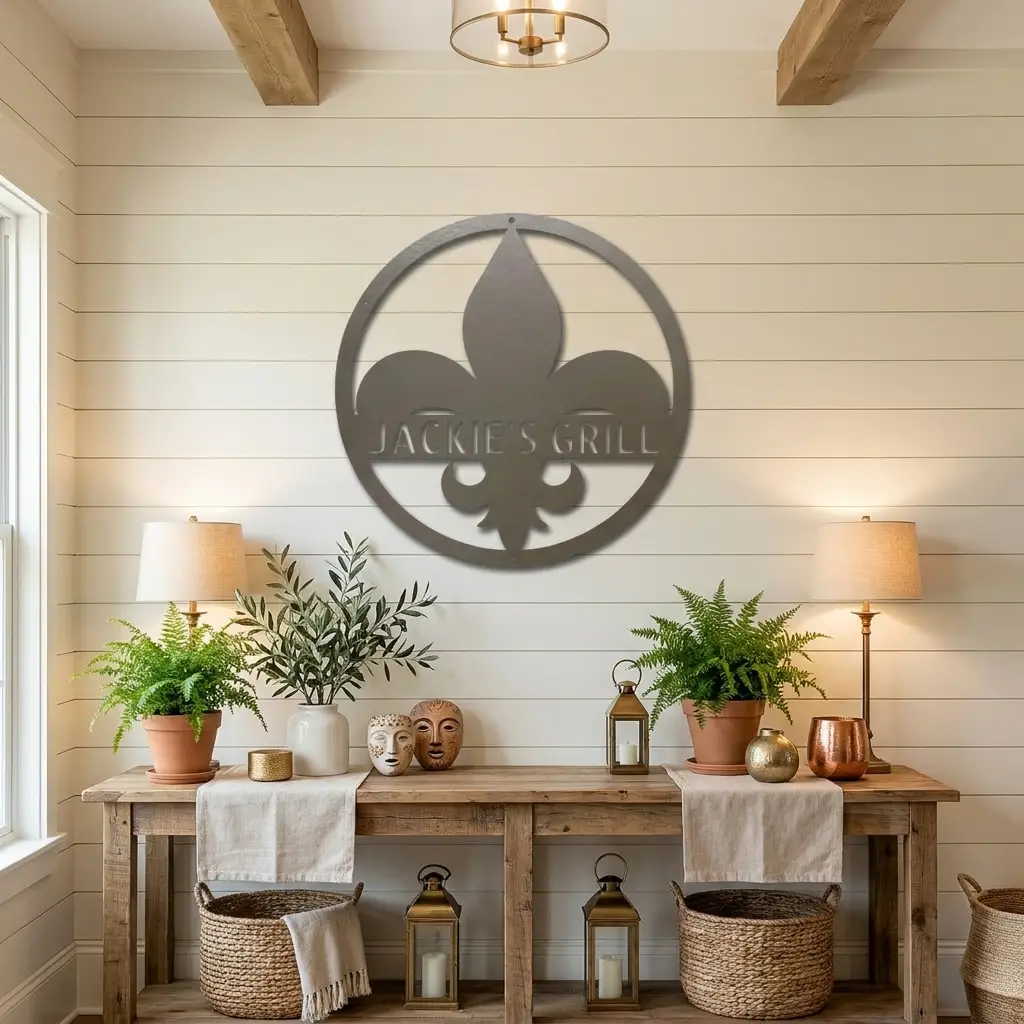 Personalized Fleur de Lis Metal Wall Art | Custom Name Metal Sign | French Country Decor | Family Name Sign | Made in USA