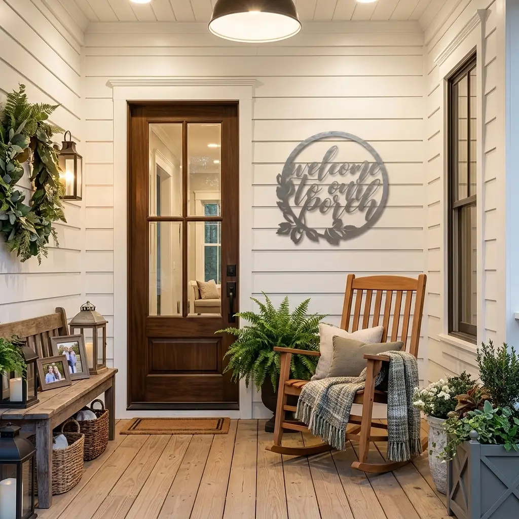 Welcome to Our Porch Indoor Outdoor Steel Wall Sign