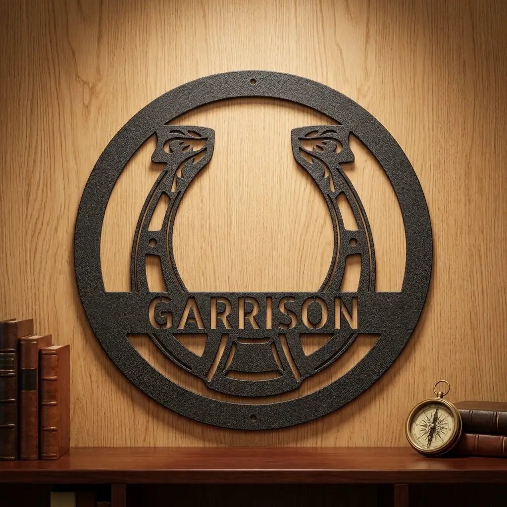 Horseshoe Monogram Personalized Indoor Outdoor Steel Wall Sign Art