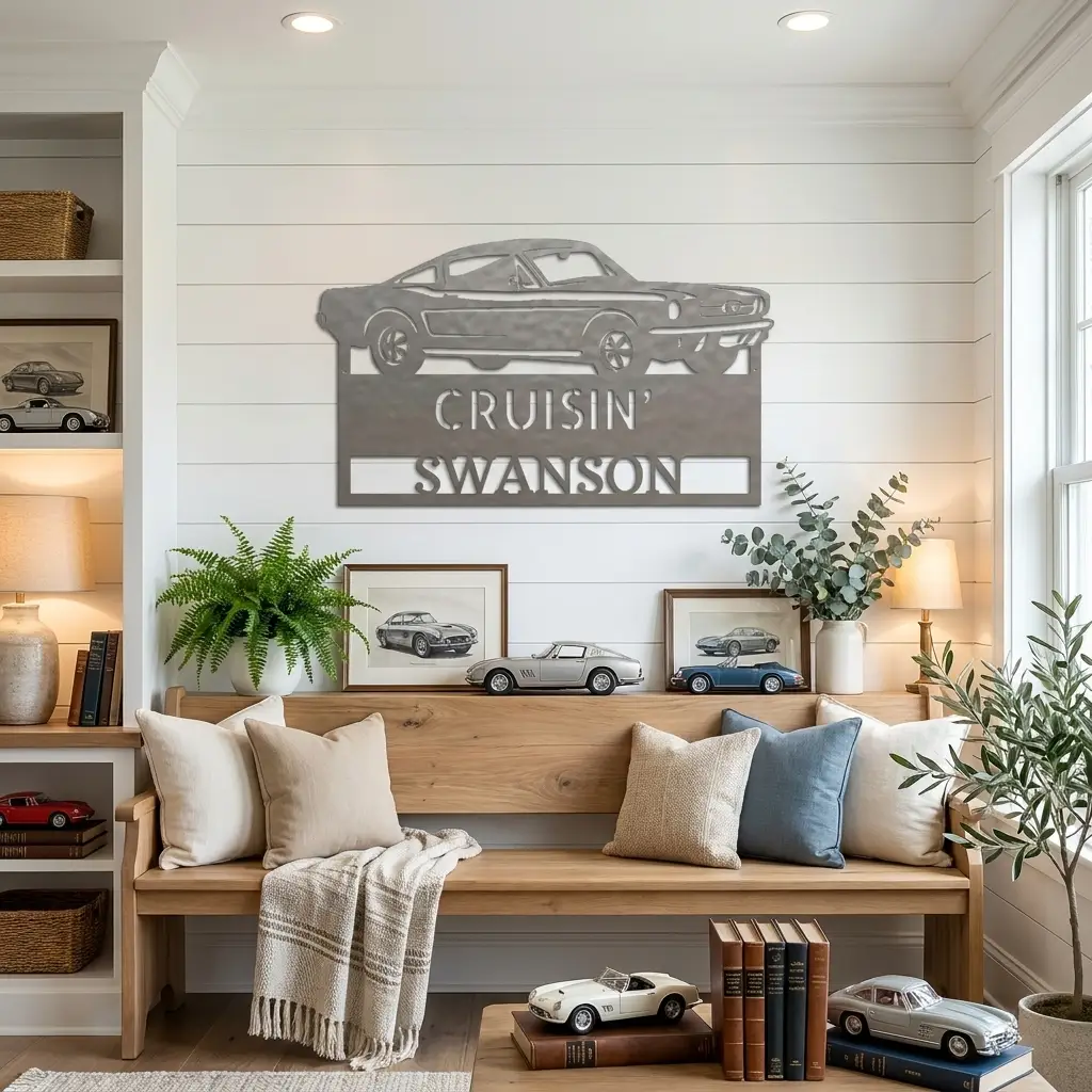 Classic Sports Car Personalized Metal Sign | Muscle Car Garage Wall Art | Custom Car Lover Gift | Made in USA