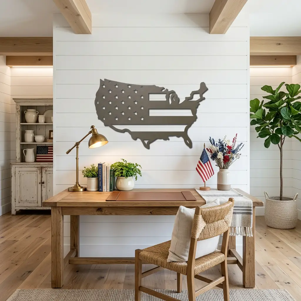 USA Flag Map Metal Wall Art – A Modern Symbol of American Pride