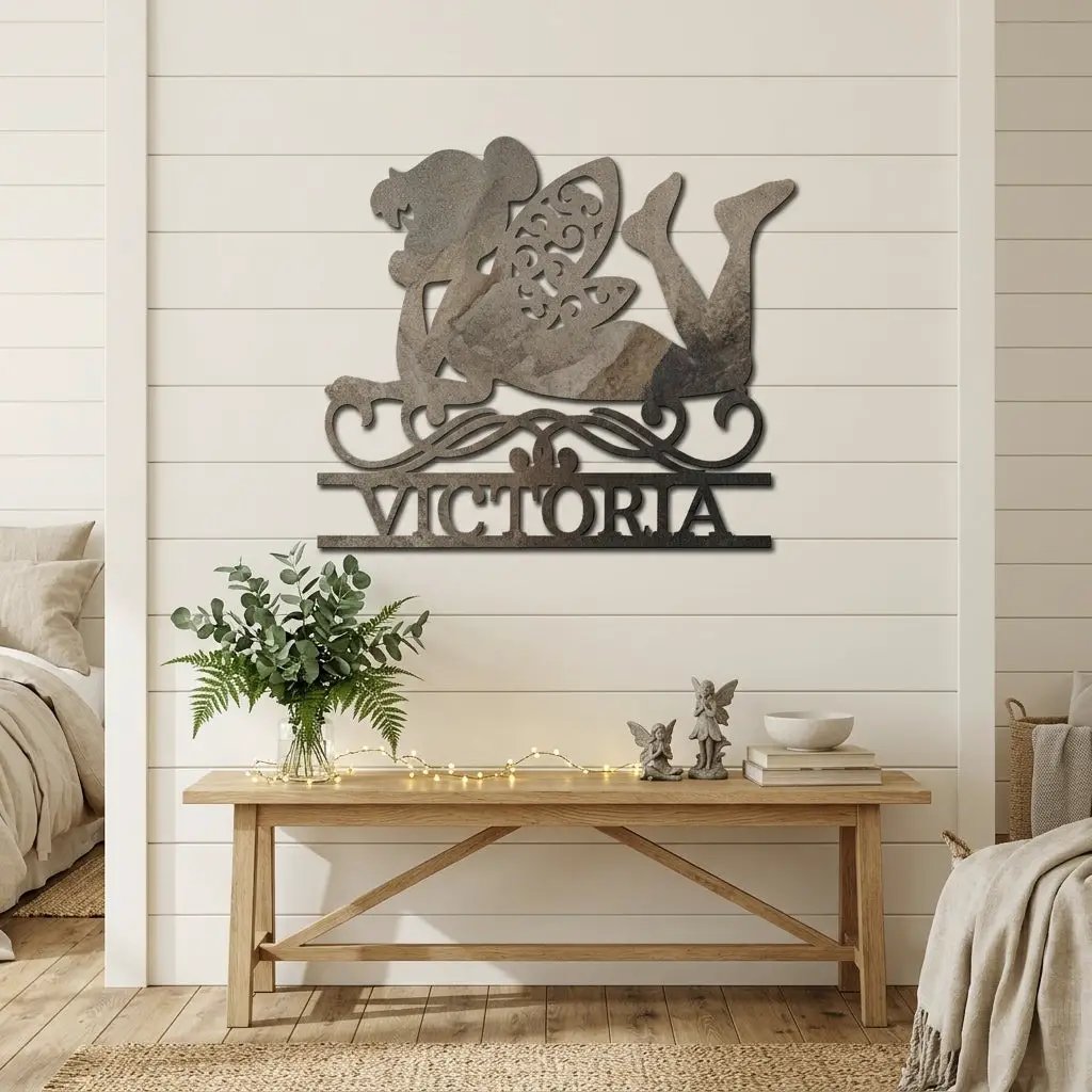Personalized Fairy Metal Wall Art | Custom Fairy Name Sign | Whimsical Fantasy Metal Decor | Girls Bedroom Wall Art | Made in USA