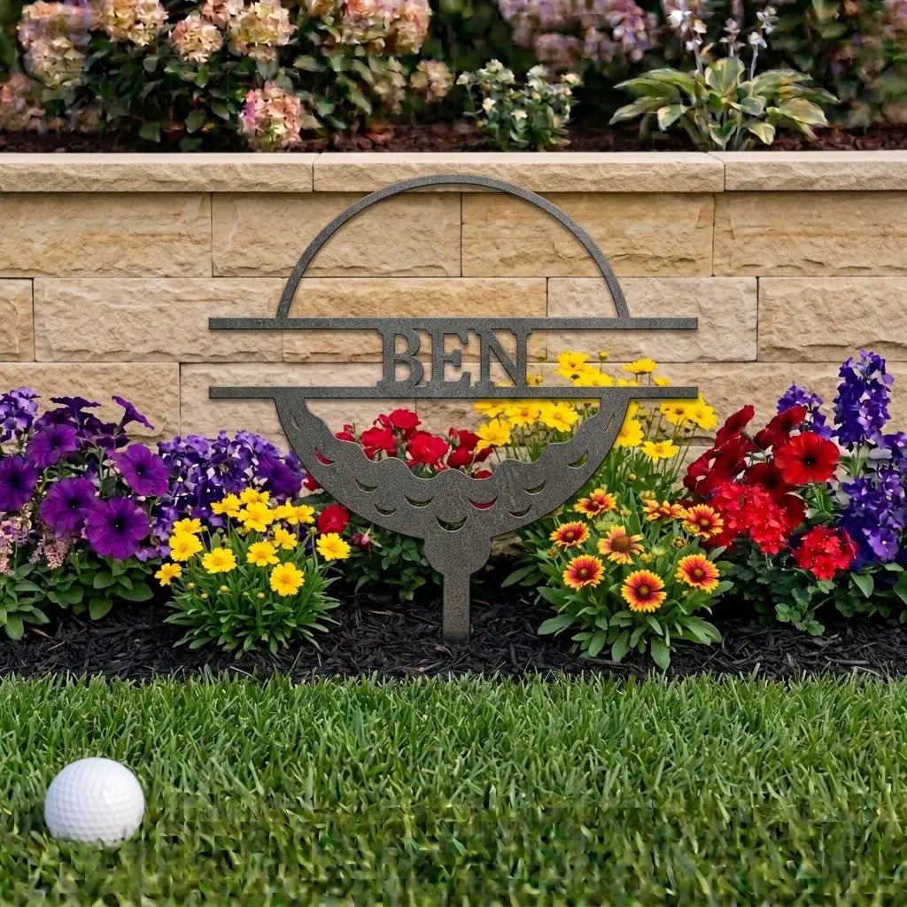 Personalized Golf Garden Stake – Custom Name Golf Tee Sign – Outdoor Yard Decor – Golfer Gift