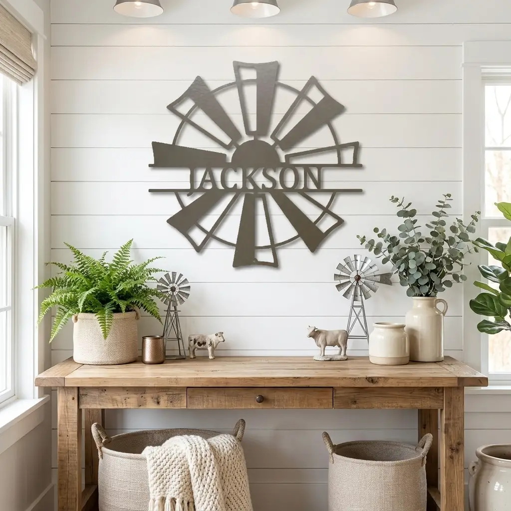 Windmill Cutom Metal Art Rustic Farmhouse