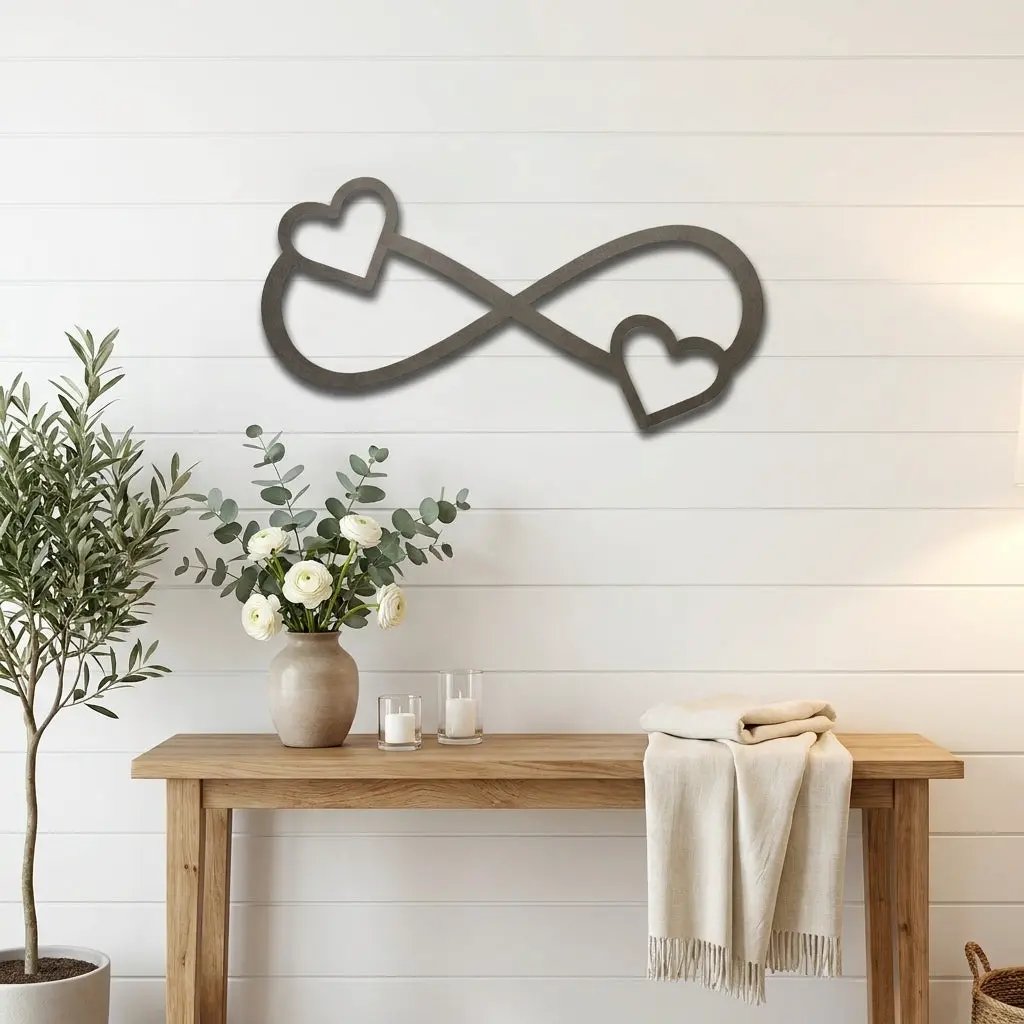 Infinity Heart Metal Wall Art – Personalized Couple Sign – Romantic Wall Decor – Wedding & Anniversary Gift