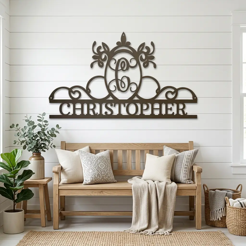 Initial and Name Custom Steel Wall Sign Metal Art