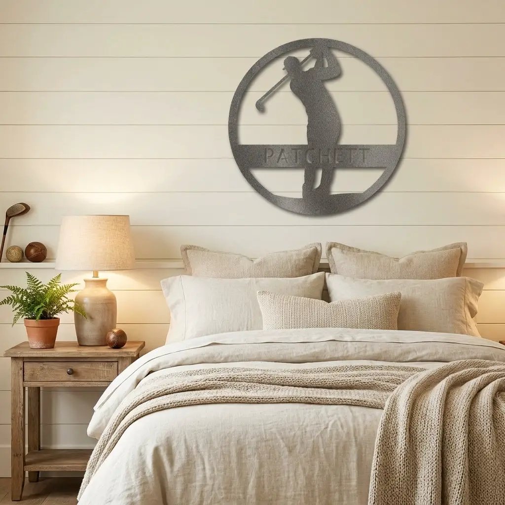 Personalized Golfer Metal Wall Art Custom Name Golf Sign Man Cave Decor Golf Gift for Dad Golf Lover Metal Wall Sign Outdoor Decor