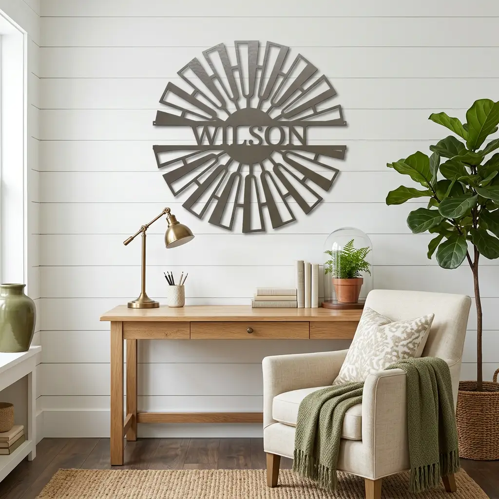 Windmill Custom Name Steel Wall Sign Metal Art