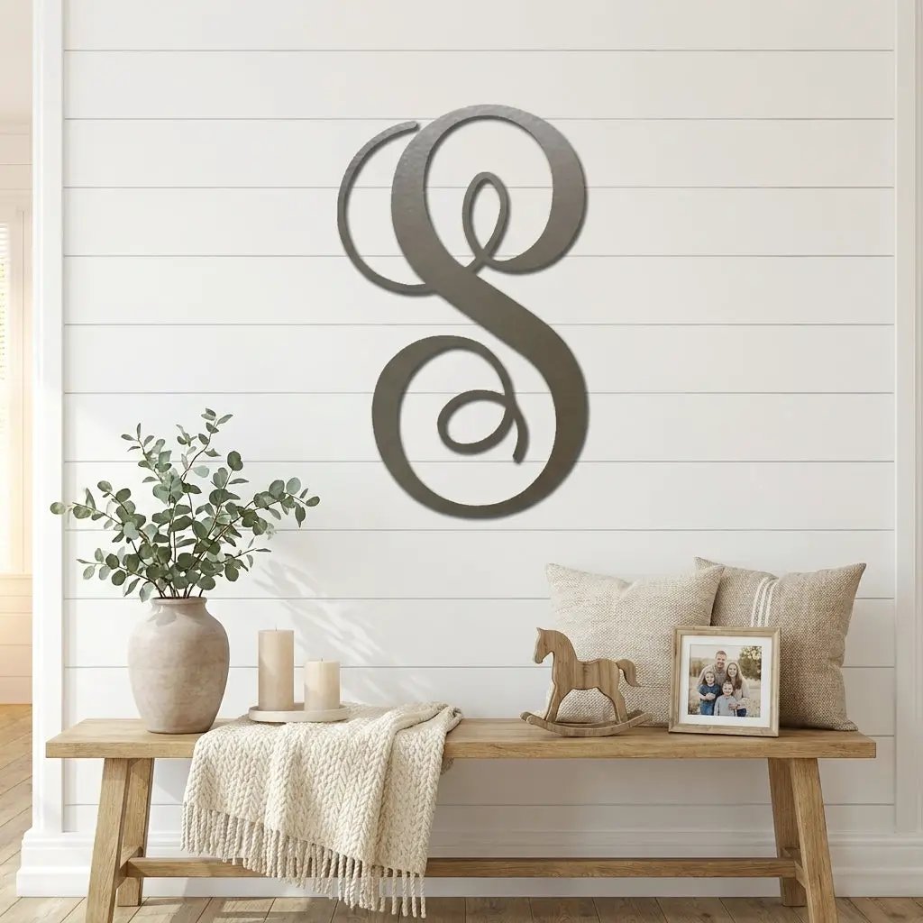 Fancy Initial Custom Monogram Metal Wall Art