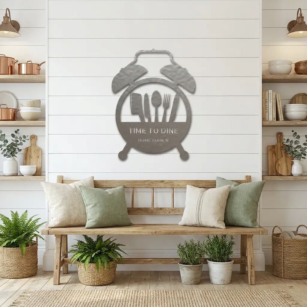 Food Time Kitchen Timer Custom Name Indoor Outdoor Steel Wall Sign