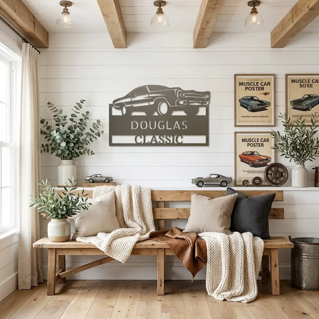 Classic Muscle Car Personalized Metal Wall Art | Custom Garage Sign | Man Cave Decor | Vintage Muscle Car Metal Sign | Personalized Auto Enthusiast Gift | Custom Name Wall Art