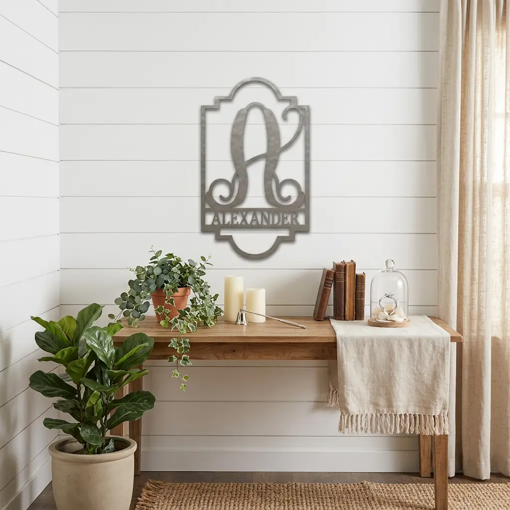 Regal Monogram Custom Name and Initial Metal Wall Art