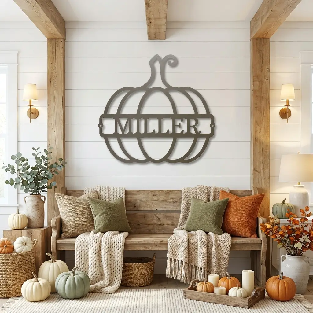 Personalized Pumpkin Metal Sign | Custom Fall Name Sign | Pumpkin Wall Decor | Autumn & Thanksgiving Metal Art | Housewarming Gift | Made in USA
