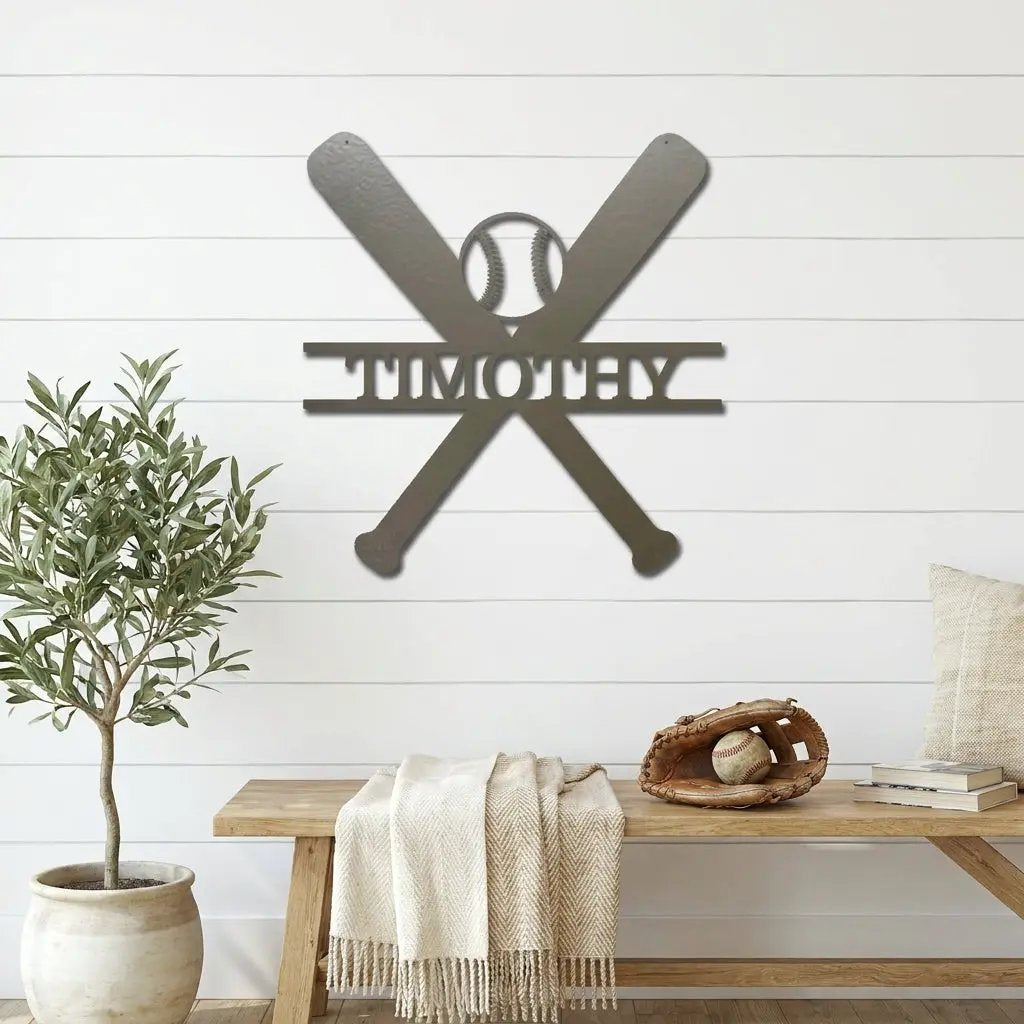 Personalized Baseball Bat Metal Wall Art with Name, Custom Baseball Sign, Boys Room Decor, Sports Wall Art, Baseball Player Gift Idea