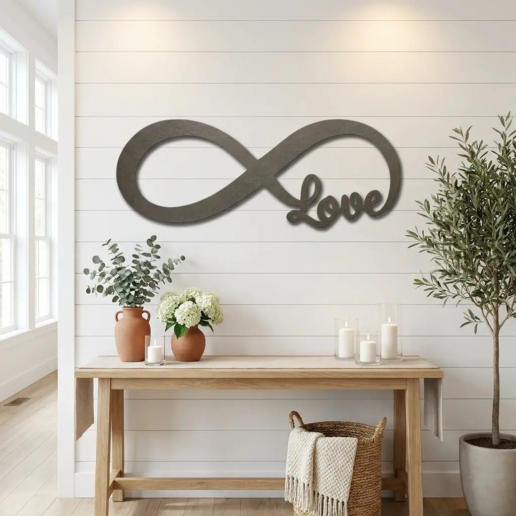 Infinity Love Metal Wall Art – Romantic Minimalist Decor – Wedding & Anniversary Gift