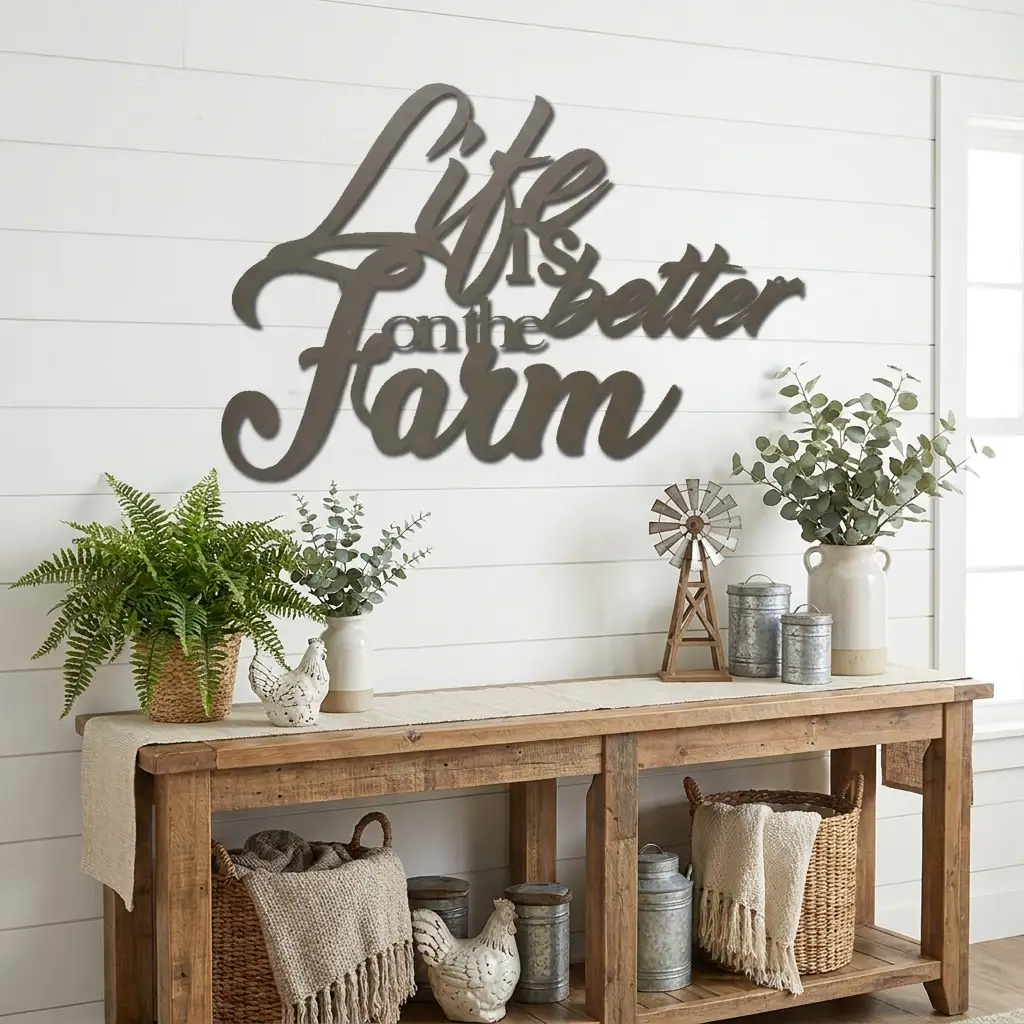 Life is Better on the Farm Quote Indoor Outdoor Steel Wall Sign