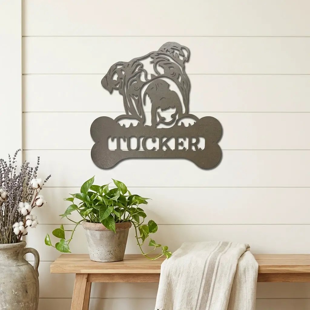 Bulldog Custom Name Metal Art Wall Sign