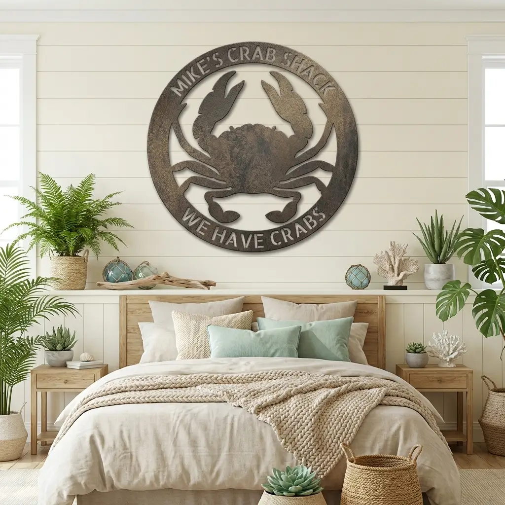 Personalized Crab Metal Wall Art | Custom Crab Shack Sign | Coastal Beach House Decor | Funny Seafood Metal Sign | Custom Outdoor Metal Wall Decor | Made in USA