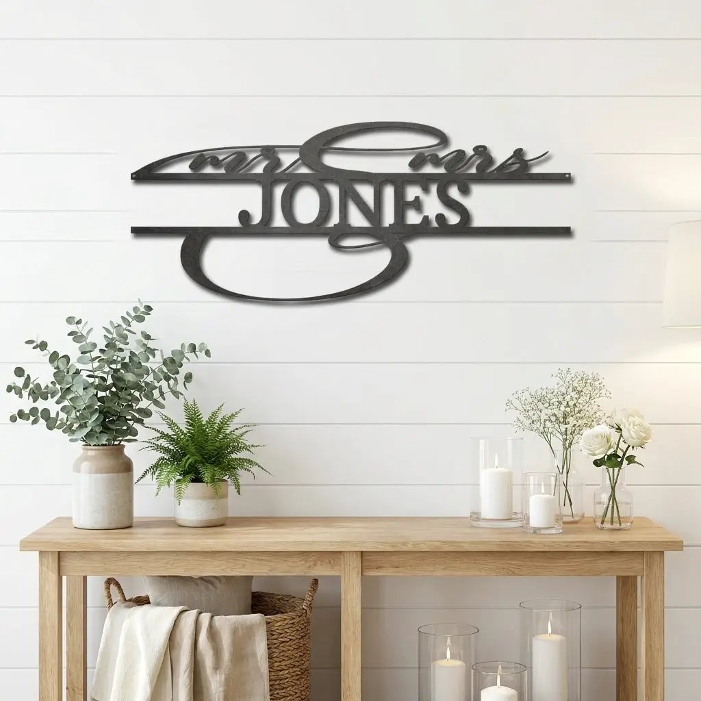 Mr And Mrs Couples Personalized Name Metal Art Wall Sign