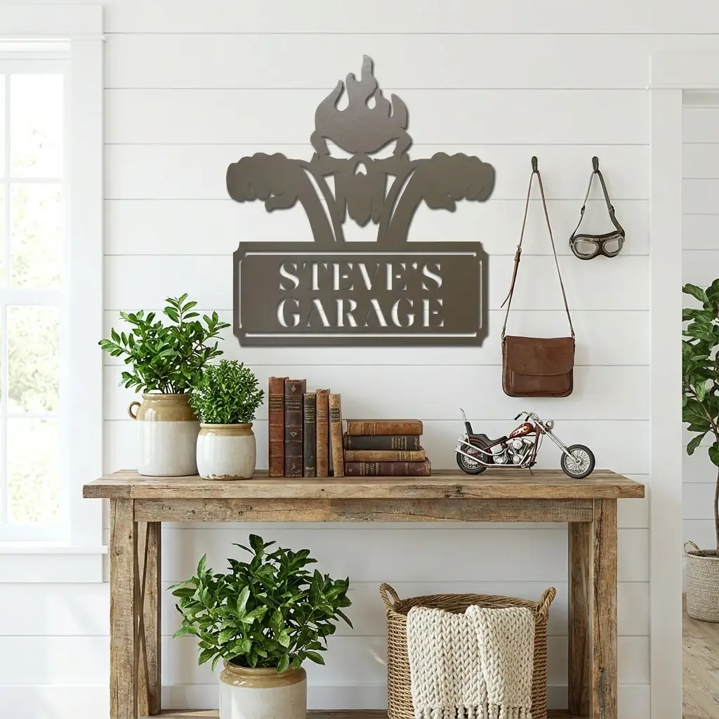 Rough Rider Monogram Personalized Biker Motorcycle Steel Wall Sign Art