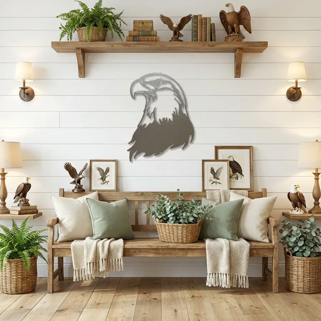 Bald Eagle Metal Wall Art – Patriotic USA Decor – American Eagle Sign – Rustic Wall Decor – Outdoor Metal Art