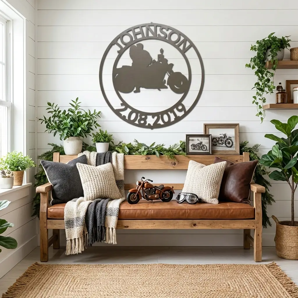 Personalized Motorcycle Couple Metal Wall Art Sign – Custom Names and Date Steel Sign – Biker Wedding Gift – Anniversary Decor – Ride Together Wall Art