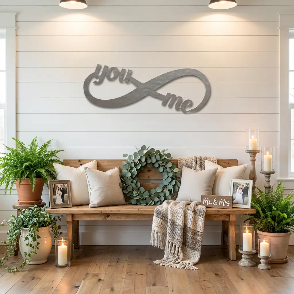 You & Me Infinity Metal Wall Art | Romantic Couple Sign | Wedding, Anniversary & Engagement Gift | Valentine’s Day Decor