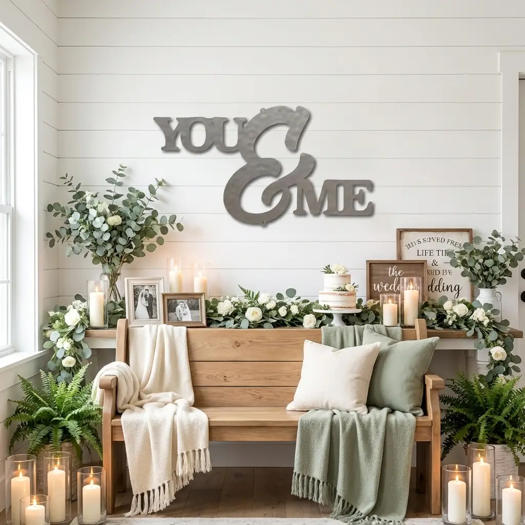 You and Me Script Indoor Outdoor Steel Wall Sign