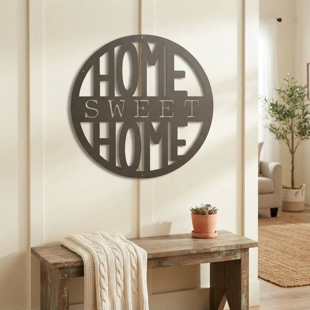 Home Sweet Home Metal Wall Art | Farmhouse Wall Decor | Rustic Home Sign | Modern Metal Wall Hanging | Made in USA
