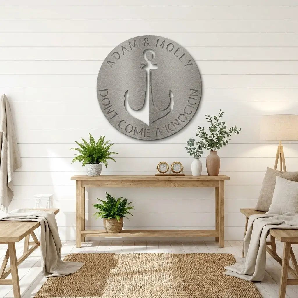 Anchor Personalized Metal Sign, Nautical Wall Decor, Family Name Sign, Beach, Boat House Decor
