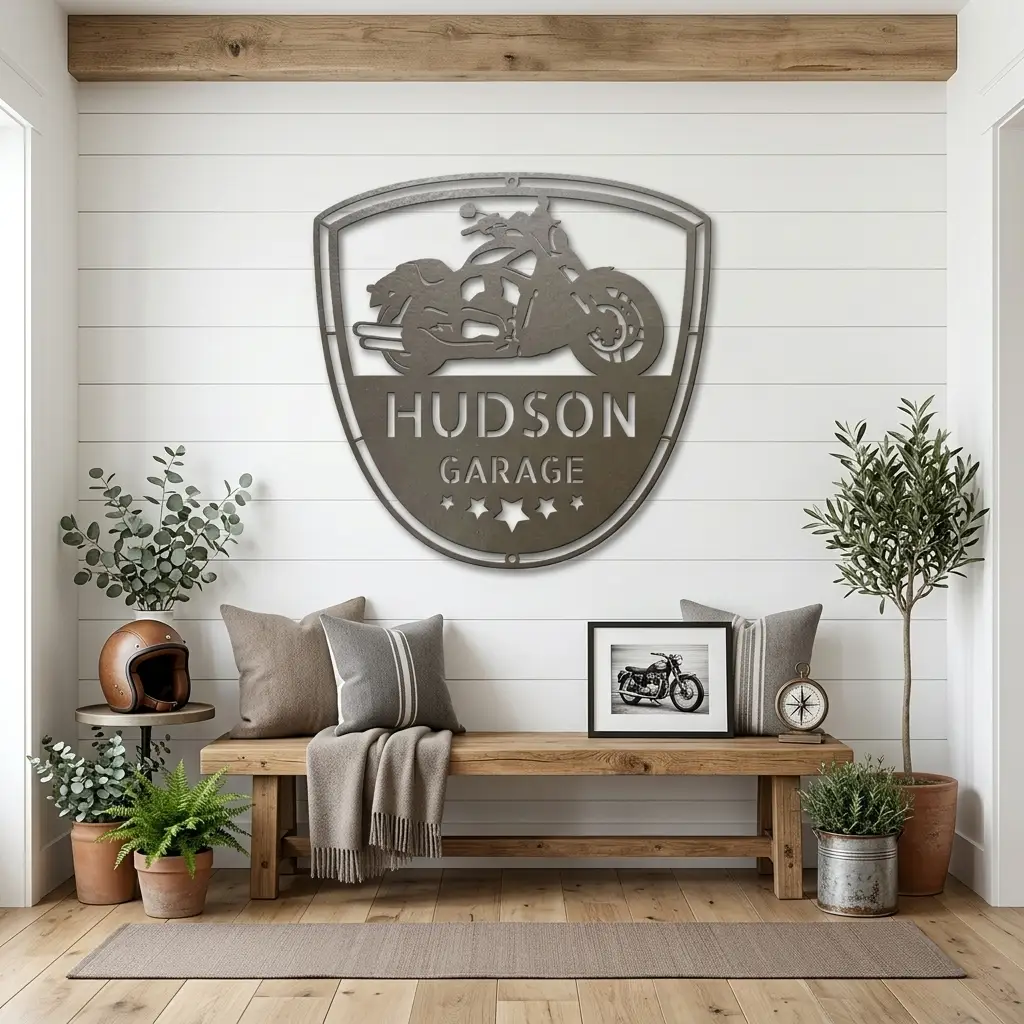 Motorcycle Biker Personalized Name Indoor Outdoor Steel Wall Sign